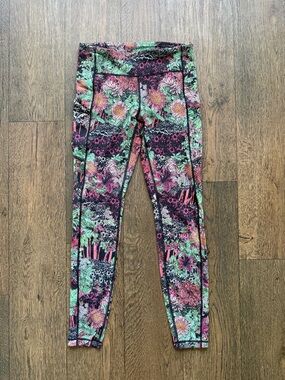 lululemon athletica Floral Print Leggings - Pink, Green & Black